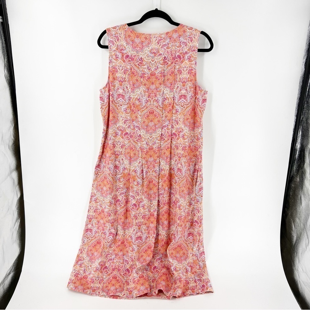 ✅ J. Jill Love Linen Paisley‎ Midi Sleeveless Summer Dress Size MEDIUM TALL - Picture 5 of 9